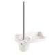 Cetomo Wall Mounted Toilet Brush and Holder with Attached Shelf and Hook for Storage Toilet Cleaner Brash Bathroom, Plastic Modern Drip-Proof No Drill Adhesive Easy Clean, White